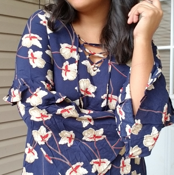HE LOVES ME NAVY FLORAL MINI SHIFT DRESS - Picture 6 of 12